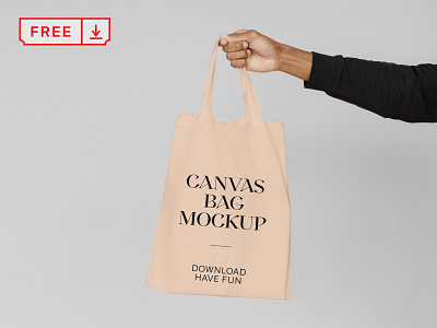 Free Canvas Bag with Hand Mockup