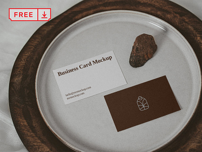 Free Business Card on Plate Mockup