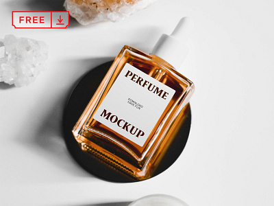 Free Perfume Flacon Bottle Mockup branding design download free freebie identity logo mockup perfume psd template typography