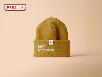 Free Winter Hat Mockup bennie branding design download free freebie hat identity logo mockup mockups psd template typography winter hat