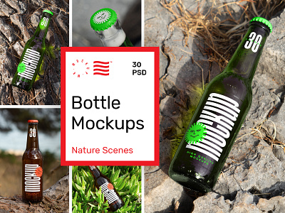 Bottle Mockups beverage bottle branding bundle design download glass bottle identity label logo mockup mockups psd template typography