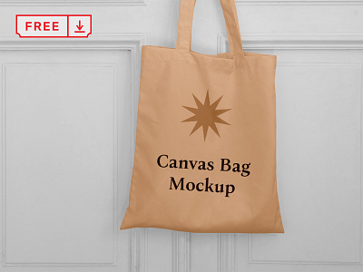 Free Canvas Bag on Door Mockup