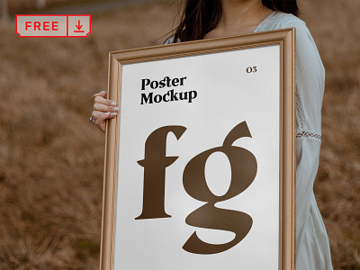 Free Women with Poster Mockup branding design download frame free freebie identity logo mockup mockups poster psd template typography