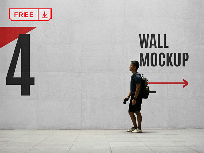 Free Wayfinding Wall with Men Mockup branding design download free freebie identity logo mockup mockups psd template typography wall wayfinding