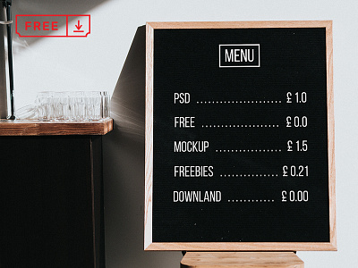 Menu Board Mockup blackboard branding download free freebie identity menu menuboard mockups psd stationery typography