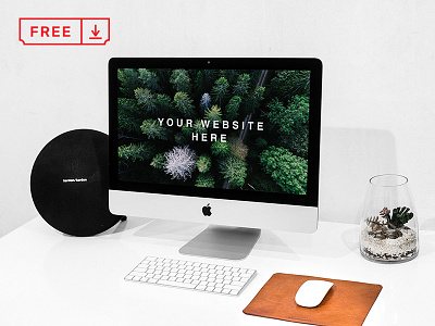 Workspace iMac PSD Mockup brand branding bundle design desk download font free freebie icon identity imac logotype mockup psd template typography website workspaces