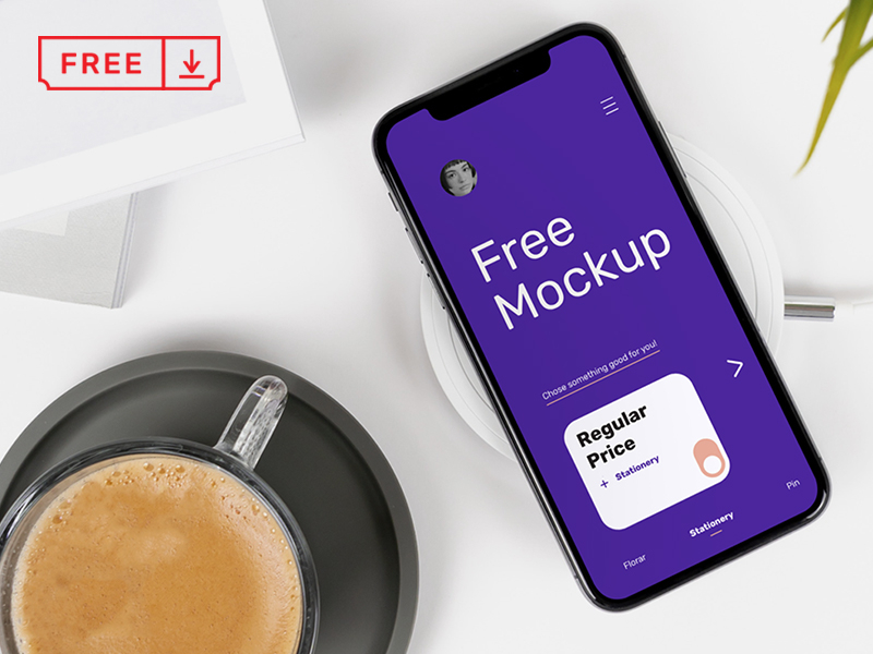 Download iPhone X On Desk by Mr.Mockup™ on Dribbble PSD Mockup Templates