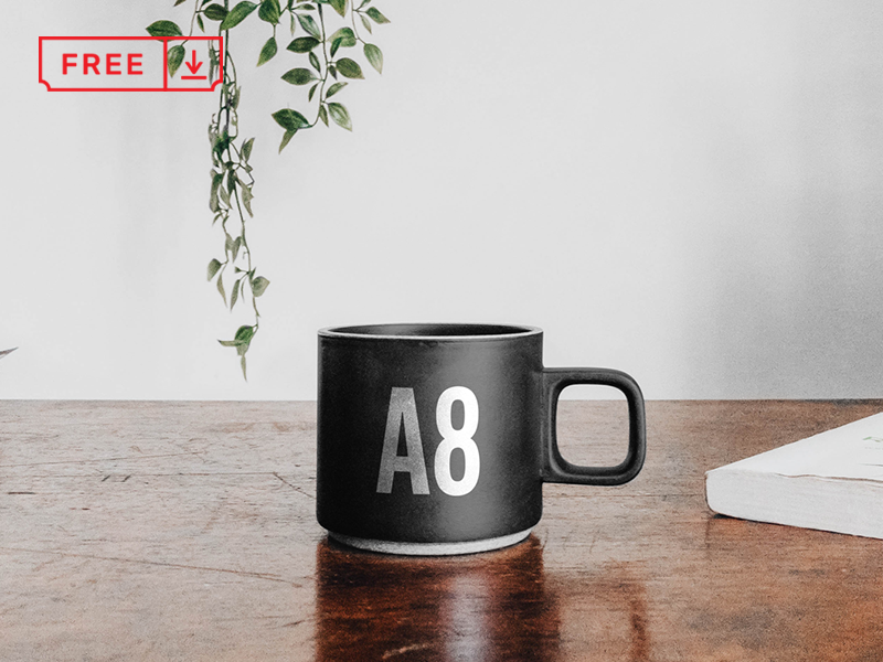 Mug on Table Mockup table mug brand free branding design psd identity mockup download typography logotype template font bundle icon freebie