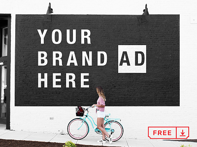Mural Mockup ad brand branding bundle design download font free freebie icon identity logotype mockup mural psd template typography wall