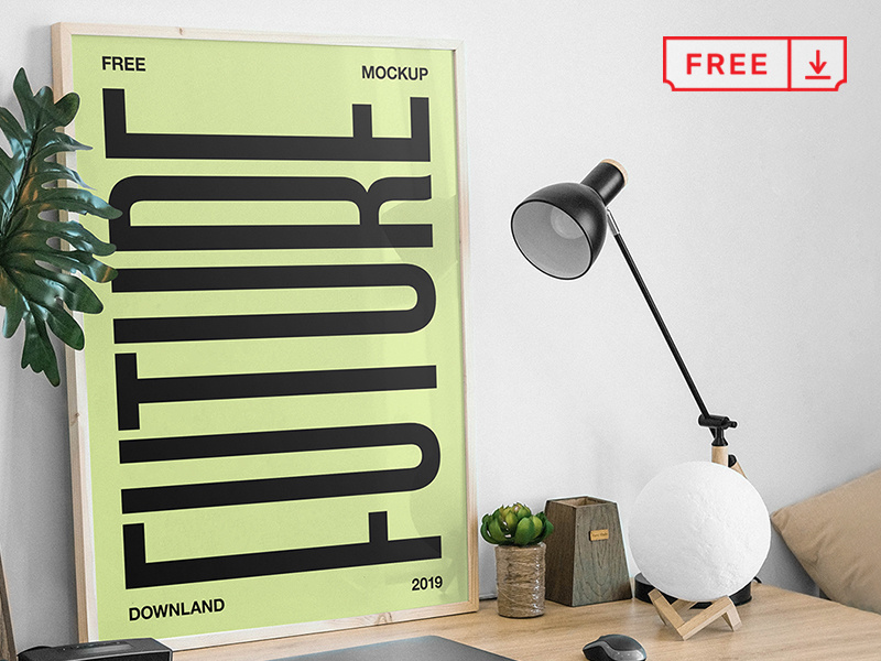 Picture Frame On Desk Mockup desk picture poster frame brand free branding design psd identity mockup download typography logotype template font bundle icon freebie