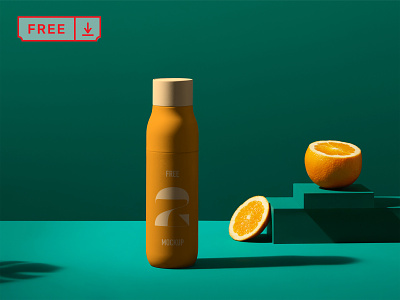 Juice Bottle PSD Mockup bottle branding design download font free identity juice logo mockups psd template
