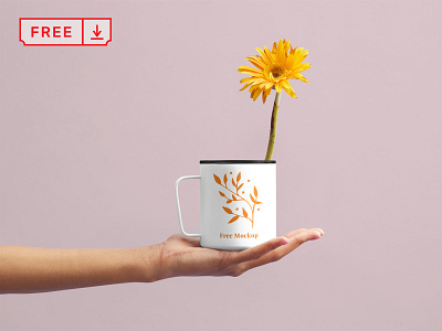 Flower Cup Mockup cup design download flower font free illustration logo mockups print psd typography