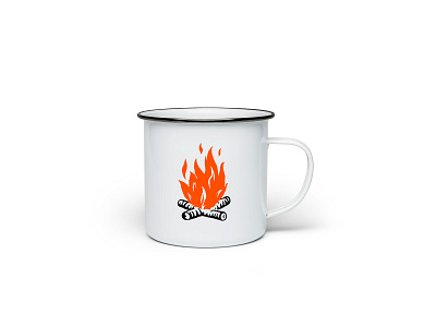 Campfire Mug branding branding design camp campfire camping fire illustration logo mug outdoors typography