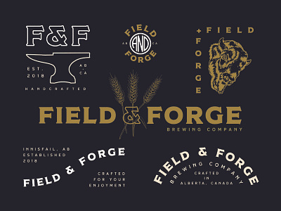 Field & Forge Brewing Brand Identity anvil badge badge design beer beer branding beer can brand identity design branding branding design craft craftbeer design field forge illustration logo logo design typography