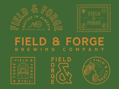 Field & Forge Brewing Brand Identity anvil badge badge design beer brand identity design branding branding design brewery craft craft beer design field forge illustration logo logo design typography