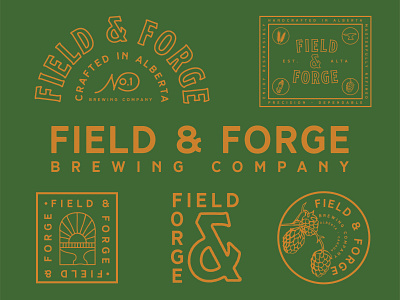Field & Forge Brewing Brand Identity anvil badge badge design beer brand identity design branding branding design brewery craft craft beer design field forge illustration logo logo design typography