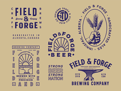 Field & Forge Brewing Brand Identity anvil badge badge design beer brand identity design branding branding design brewery craft craft beer design field forge illustration logo logo design typography