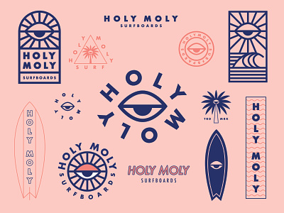 Holy Moly Surfboards Brand Identity badge badge design brand identity design branding branding design design holy holy moly illustration logo logo design logodesign logos moly surboard surf surf shop surfing