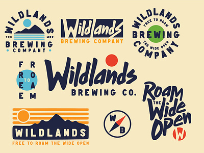 Wildland Brewing Brand Identity badge badge design beer beer branding brand identity brand identity design branding branding design brewery brewery branding craftbeer design illustration logo logo design roam typography wide open wild wildlands