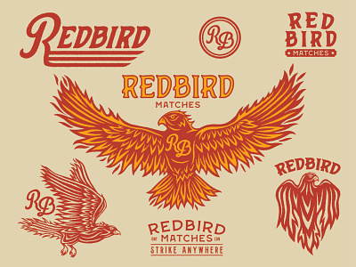 Red Bird Matches badge badge design bird brand identity design branding branding design design illustration logo logo design matches phoenix typography