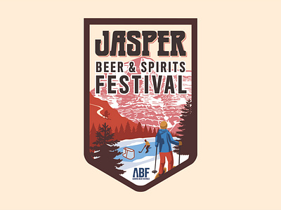 Jasper Beer Festival Logo badge badge design beer beer fest beer festival brand identity design branding branding design craft beer design hockey illustration jasper logo logo design mountain skiing snowshoe typography