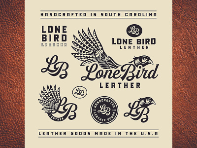 Lone Bird Leather Brand Identity (South Carolina, USA) badge badge design bird bird illustration brand identity design branding branding design design illustration leather logo logo design pheasant typography