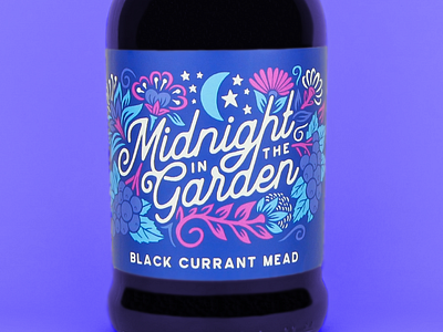 Midnight in the Garden Illustration branding branding design craft flowers handdrawn illustration label design mead packaging