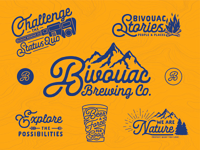Bivouac Brewing Co. Brand Lock-Up badge beer branding branding design craftbeer illustration logo typography