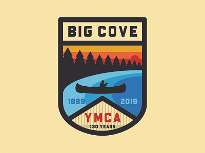 Big Cove YMCA - 130 Year Anniversary Badge badge badge design branding branding design canoe illustration logo typography