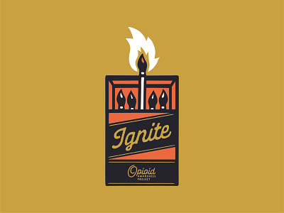 Ignite - Opioid Awareness Project badge branding branding design illustration logo matchbox matches typography