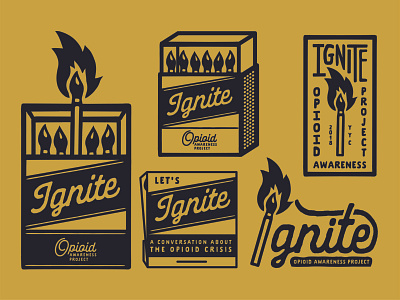 Ignite - Brand Lock Up badge badge design branding branding design design illustration logo matchbox matches typography