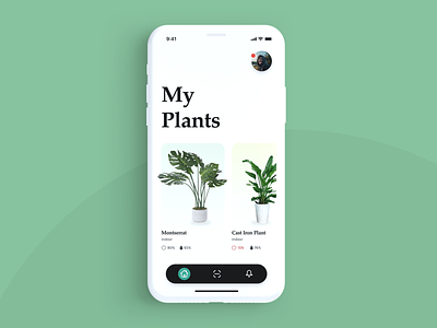 Plant App Home Screen app appdesign concept design home navigation plants productdesign typography ui ux
