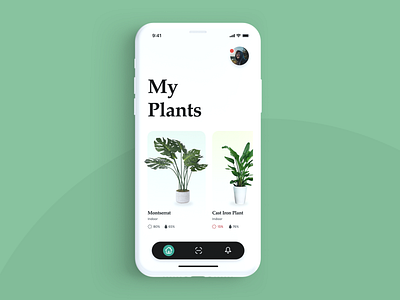 Plant App Home Screen app appdesign concept design home navigation plants productdesign typography ui ux