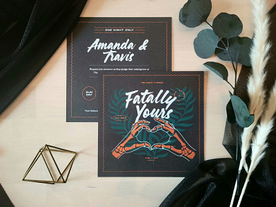 Fatally Yours alkaline trio fatally yours hands illustration invitation screenprint skeleton wedding