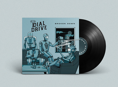 Dial Drive - Broken Down band dial drive florida illustration monochrome music orlando punk vinyl