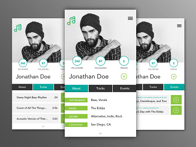 Daily UI 006 - User Profile 006 app dailyui music musician network social ui user profile