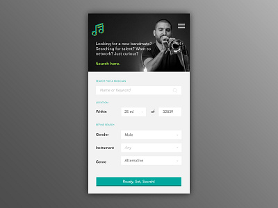 DailyUI 007 - Settings 007 app dailyui music musicians search settings ui