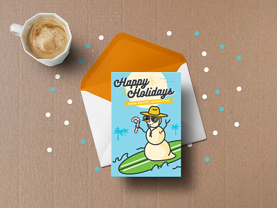 Holiday Card beach card florida greeting holiday snowman sunny surfing