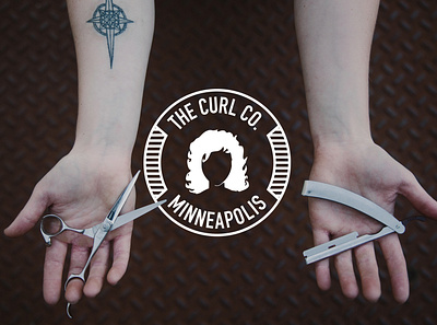 The Curl Co. badge branding clean industrial logo logo design salon logo vector