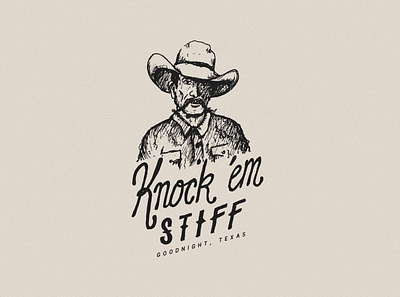 'Knock 'Em Stiff' Song Design cowboy cowboy hat hand drawn handlettering illustration logo merchandise design ranch rancher tshirt design type typography western wild west