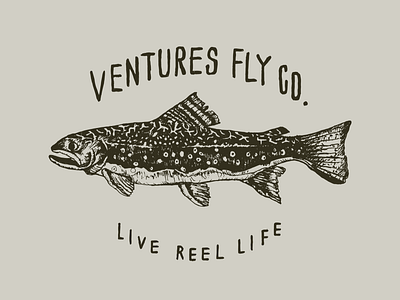 Ventures Fly Co. Brook Trout Design brook trout fish fishing flat design fly fishing flyfishing hand drawn handlettering illustration nature illustration trout type typography