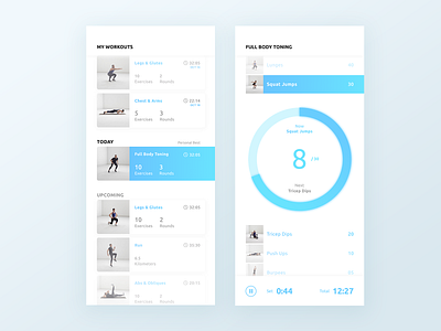 Fitness app - workout list