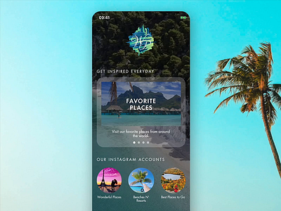 Wonderful Places travel app animated app clean design inspiration instagram interface ios mobile travel ui ux video