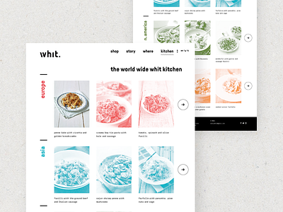 Whit Website Recipes branding clean design duotone food interface list page recipes site ui ux web white