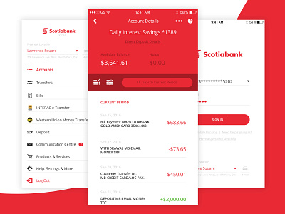 Scotiabank Redesign Concept app banking branding finance flat design ios iphone scotiabank ui user experience user interface ux