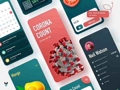 Corona Count 2020 trend animation app app design branding business cart coronavirus covid19 dark app ecommerce fitness heath illustraion minimal nearby product design stats trending ui ux