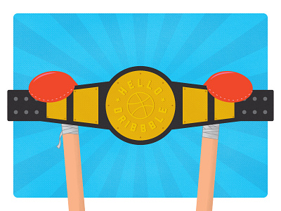 Hello Dribbble belt boxer championship debut first shot hello illustration