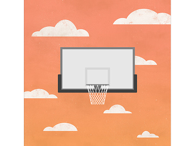 Sky Hoops backboard ball basketball black and white clouds hoop hoops illustration nba orange sky texture