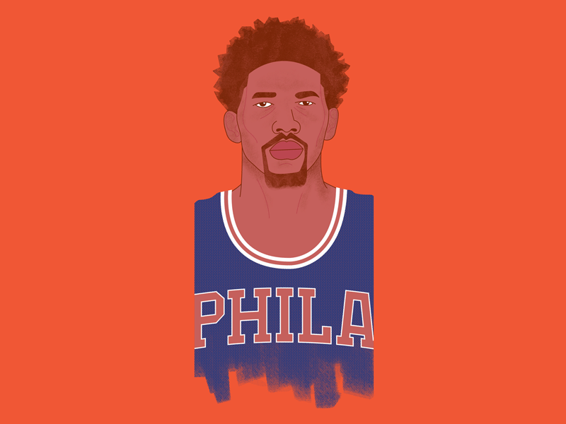 The Process 2 76ers basketball hoops illustration joel embiid nba phila philadelphia portrait trust the process