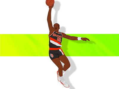 Clyde "the Glide" Drexler 22 80s 90s basketball dunk illustration ipad nba portland procreate rip city sports trail blazers